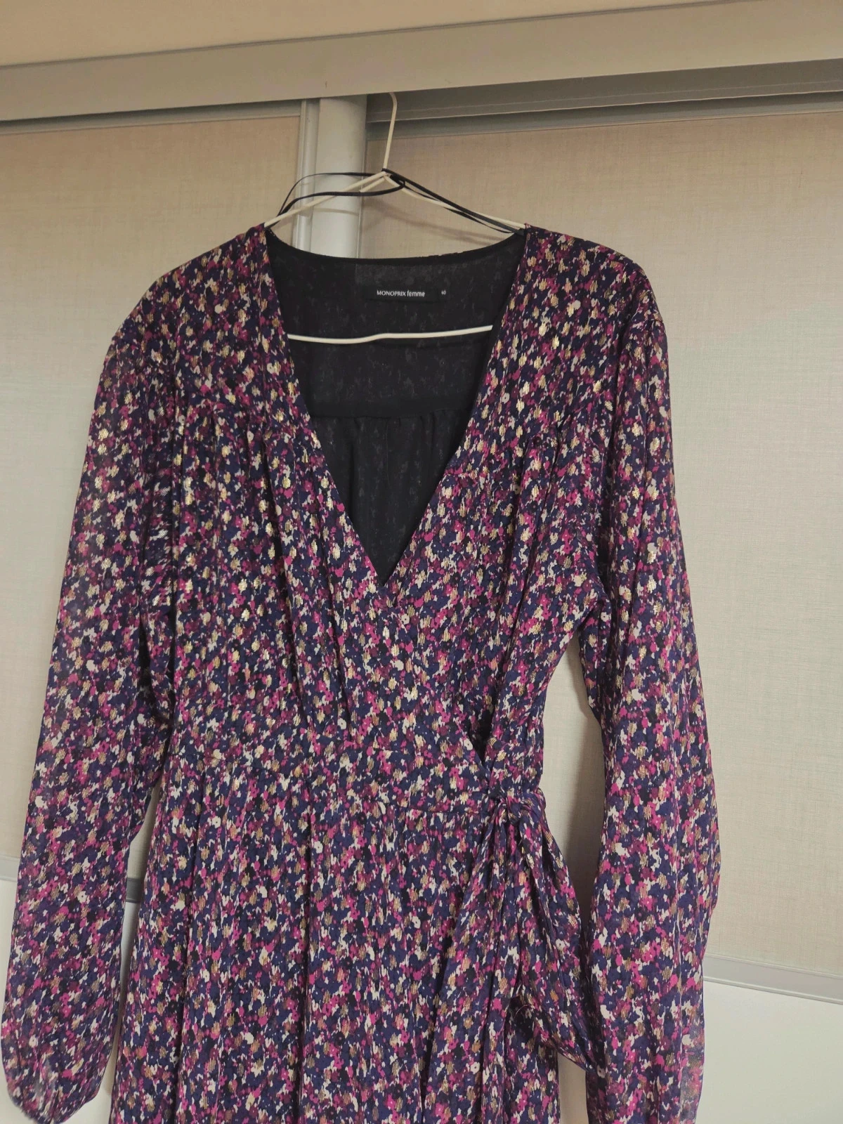 Vestido largo cartera Monoprix T40 – fluido reflejos dorados – excelente estado – photo 4